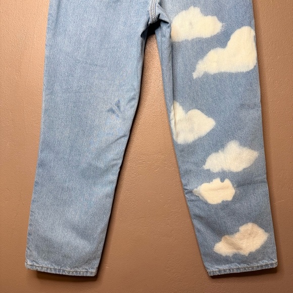 L.L. Bean Original Fit Blue Flannel Lined Jeans w/ White Cloud Design Size 10P - Picture 10 of 16
